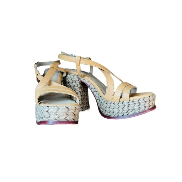 Free People Fahn Jute Strappy Platform Rope Wedge Sandal Size 8 Natural Beige - Picture 2 of 8